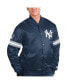 ფოტო #3 პროდუქტის Men's Navy New York Yankees Pick and Roll Satin Varsity Full-Snap Jacket