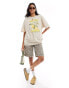 Фото #2 товара ONLY lemon graphic boyfriend fit t-shirt in grey