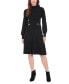 ფოტო #1 პროდუქტის Women's Mock Neck Chain-Trim Long-Sleeve Dress