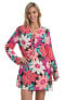 Фото #1 товара La Blanca Womens Lace Front Tunic Dress Cover Up, Multi in Full Bloom, Medium US