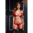 Red Lacy Bra Garter &amp; Open Crotch Panty One Size Baci Lingerie BW3101-REDOS