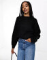 Фото #4 товара ASOS DESIGN Tall fluffy rib jumper with crew neck in black