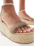 Glamorous espadrilles platform heeled sandals in gold diamante