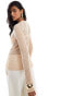 & Other Stories knitted long sleeve top in beige open knit wave pattern