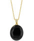 ფოტო #3 პროდუქტის EFFY® Onyx & Diamond Accent Oval 18" Pendant Necklace in 14k Gold