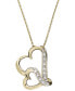 Фото #1 товара Macy's double Wavy Heart Diamond Pendant Necklace in 18k Gold over Sterling Silver (1/10 ct. t.w.)
