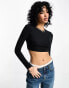 Фото #4 товара ASOS DESIGN long sleeve crop top with tie back in black