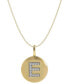 ფოტო #1 პროდუქტის 14k Gold Necklace, Diamond Accent Letter E Disk Pendant