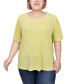 Фото #1 товара Plus Size Pleated-Sleeve Top