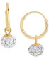 ფოტო #3 პროდუქტის Children's 2-Pc Set Multicolor Crystal Reversible Stud & Dangle Hoop Earrings in 14k Gold-Plated Sterling Silver
