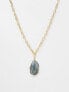 DesignB London semi precious faux stone statement necklace in gold
