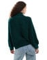 Monki Libby high neck knitted rib jumper in forest green Зклкный, 2XS - EU 32 - фото #4