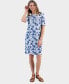 Фото #1 товара Women's Printed Boat-Neck Elbow Sleeve Dress, Created for Macy's