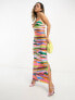 Фото #1 товара ASOS DESIGN satin cami maxi slip dress in multi stripe print