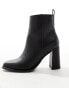 London Rebel Maddie wide fit block heel ankle boots in black