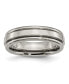 Titanium Polished Grooved Edge Wedding Band Ring