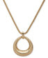 Фото #1 товара Anne Klein gold-Tone Open Oval Pendant Necklace, 16" + 3" extender