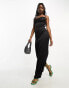 Фото #1 товара NaaNaa satin cowl neck maxi dress with tie back detail in black