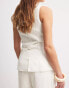 NA-KD co-ord high neck linen waistcoat in white