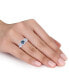 ფოტო #2 პროდუქტის Amethyst (7/8 ct. t.w.) and Diamond (1/3 ct.t.w.) 3-Stone Halo Ring in Sterling Silver (Also Available In Blue Topaz)