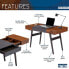 Writing Desk - Dual Side & Pull-Out Front Drawer - Coated Steel Frame - Mahogany