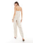 4th & Reckless linen mix bandeau wide leg jumpsuit in beige