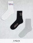 Weekday sports socks 3-pack with gaming graphics in grey white and black