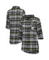 ფოტო #5 პროდუქტის Women's Black, Gold Pittsburgh Steelers Mainstay Flannel Full-Button Long Sleeve Nightshirt