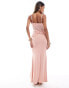 Фото #4 товара ASOS DESIGN sheer mesh corset detail cami maxi dress with ruffle split in blush pink