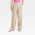 Фото #1 товара Women's High-Rise Linen Pleat Front Straight Pants - A New Day Tan 4