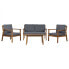 Фото #1 товара Набор стол и 3 кресла Home ESPRIT Коричневый Серый древесина акации 120 x 72 x 75 cm