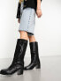 Bronx New Camperos harness knee boots in black leather