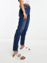 Pieces Kesia mom jeans in dark blue denim