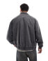 ASOS DESIGN oversized washed harrington jacket in grey grau, S - Chest 38 - фото #2