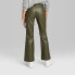 Фото #2 товара Women's Low-Rise Faux Leather Flare Pants - Wild Fable Olive Green 10