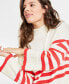 Фото #3 товара Women's Mock Neck Sailor-Stripe Sweater, Created for Macy's