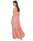 Фото #2 товара Women's Solid Tiered Pleated Sleeveless Mesh Maxi Dress