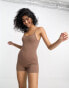 Фото #2 товара ASOS DESIGN seamless ribbed short unitard in mocha