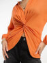 River Island twist front shirt in orange