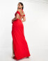 Фото #4 товара ASOS DESIGN Tall cap sleeve strappy open back bias maxi dress in red