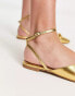 London Rebel bow sling back ballet in gold metallic