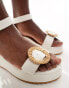 Фото #2 товара ASOS DESIGN Thermo buckle detail flatforms in white