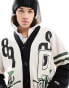 G-Star jersey cardigan in white and black with retro embroidery