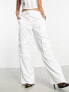 Фото #1 товара COLLUSION satin utility wide leg cargo trousers in white