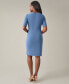 ფოტო #6 პროდუქტის Women's Solid Pleat-Front Elbow-Sleeve Dress