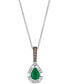 Costa Smeralda Emeralds (1/2 ct. t.w.) & Diamond (1/8 ct. t.w.) Halo Adjustable 20" Pendant Necklace in 14k White Gold