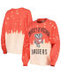 Women's Red Distressed Wisconsin Badgers Twice As Nice Faded Dip-Dye Pullover Long Sleeve Top