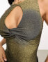 Фото #3 товара ASOS DESIGN double layer keyhole bodysuit in gold glitter