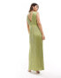 TFNC Bridesmaid satin pleated maxi dress in olive