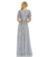 Women's Embellished Full Length Layered Sleeve Gown
